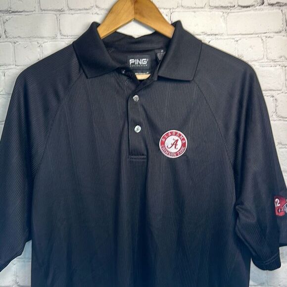 Ping Collection Alabama Polo Shirt Sz Medium Dry Fiber Dynamics Black - Picture 2 of 8